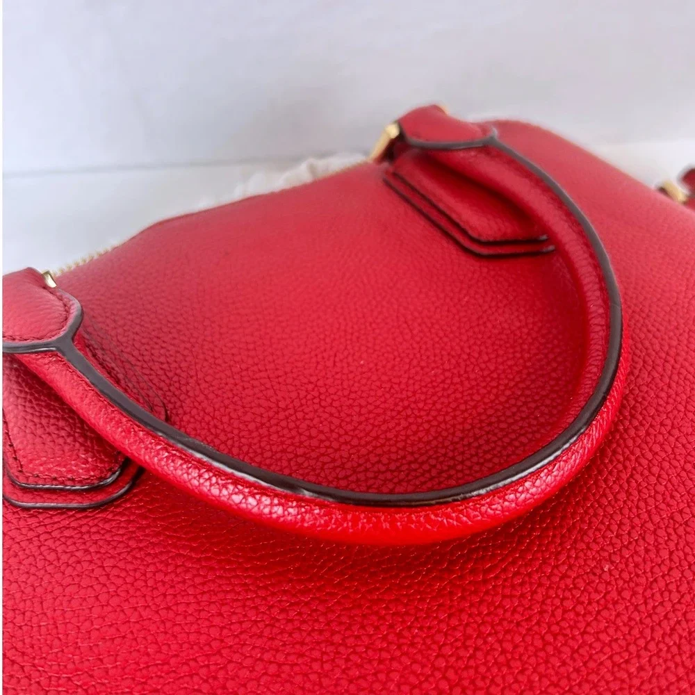 Michael Kors Scarlet Pebbled Leather Dome Satchel Crossbody‎ Bag Gold Hardware - Picture 11 of 15